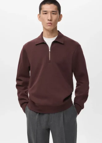 Sweatshirt mit normaler Passform und Reißverschluss am Kragen
