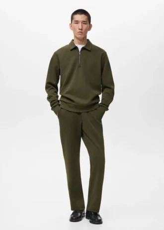 Sweatshirt mit normaler Passform und Reißverschluss am Kragen
