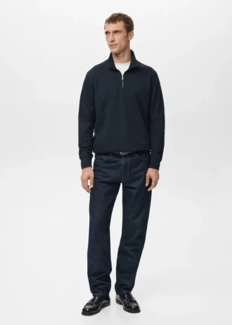 Sweatshirt mit normaler Passform und Reißverschluss am Kragen