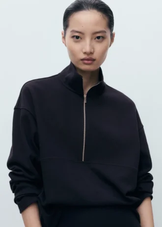 Sweatshirt mit Rollkragen und Reißverschluss