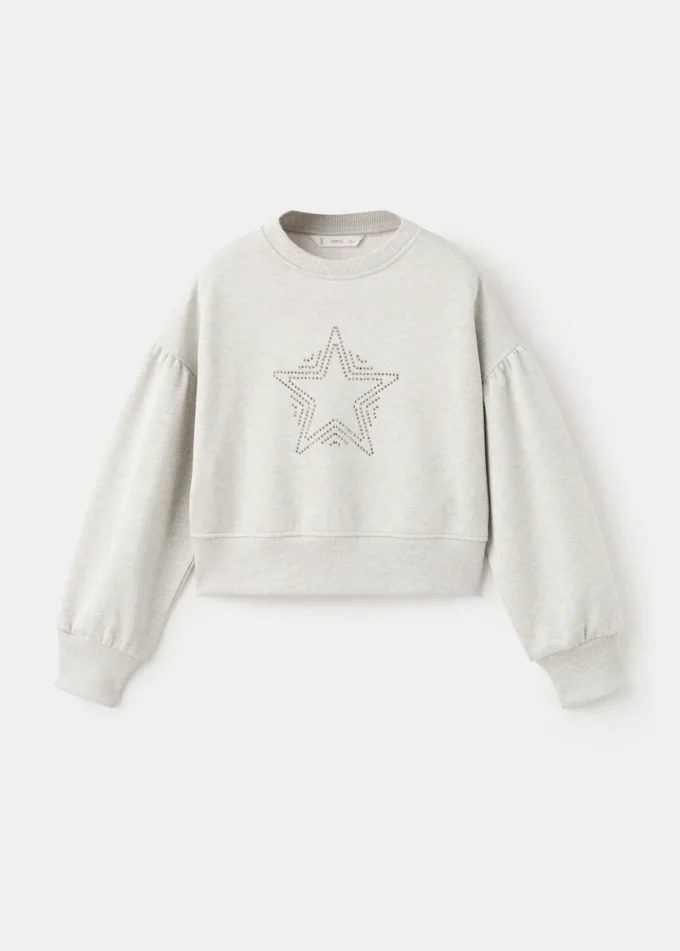 Sweatshirt mit Strassstein-Sternverzierungen und Lurex-Details Sweatshirt mit Strassstein-Sternverzierungen und Lurex-Details