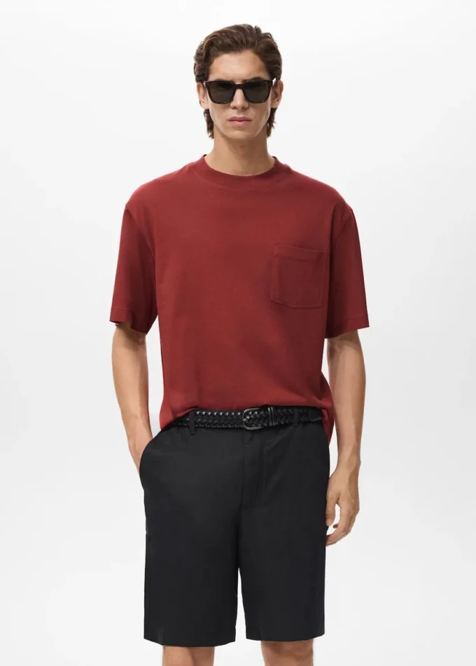 T-Shirt 100 % Baumwolle, kastenförmiger Schnitt, Tasche T-Shirt 100 % Baumwolle, kastenförmiger Schnitt, Tasche