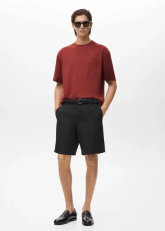 T-Shirt 100 % Baumwolle, kastenförmiger Schnitt, Tasche
