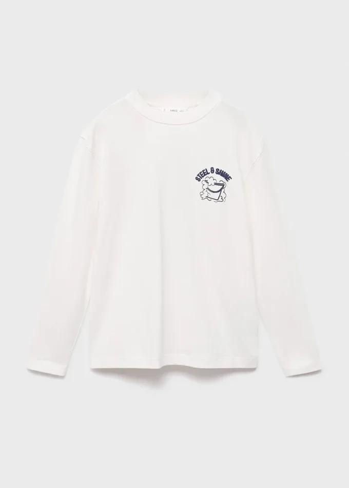 T-Shirt aus geprägtem Baumwollstoff
