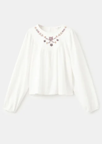 T-Shirt mit Blumenstickerei