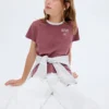 T-Shirt mit kontrastierendem Kragen mit Stickerei T-Shirt mit kontrastierendem Kragen mit Stickerei