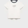 T-Shirt mit kontrastierendem Kragen mit Stickerei T-Shirt mit kontrastierendem Kragen mit Stickerei