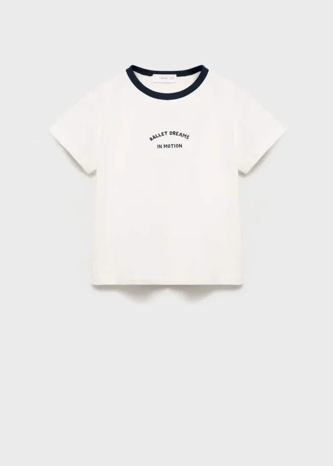 T-Shirt mit kontrastierendem Kragen mit Stickerei T-Shirt mit kontrastierendem Kragen mit Stickerei