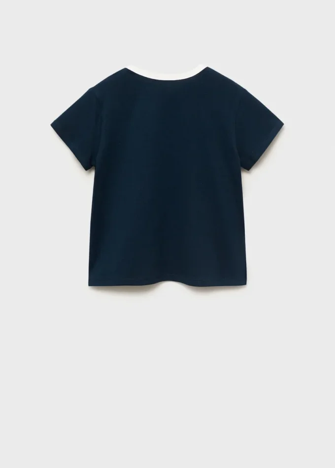 T-Shirt mit kontrastierendem Kragen mit Stickerei T-Shirt mit kontrastierendem Kragen mit Stickerei