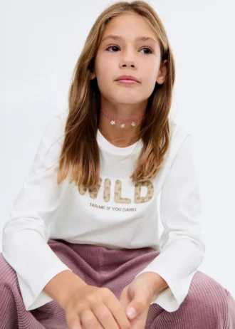 T-Shirt mit Leopardenstickerei