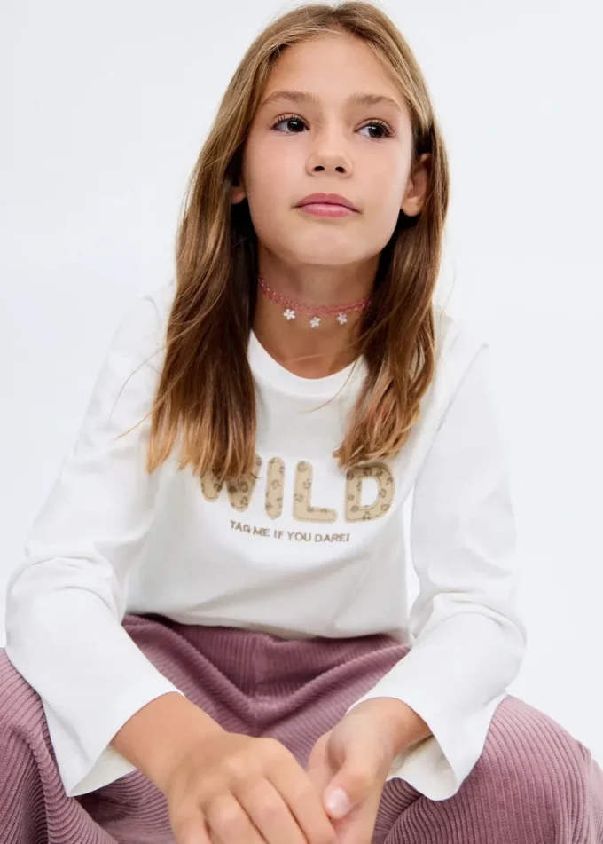 T-Shirt mit Leopardenstickerei