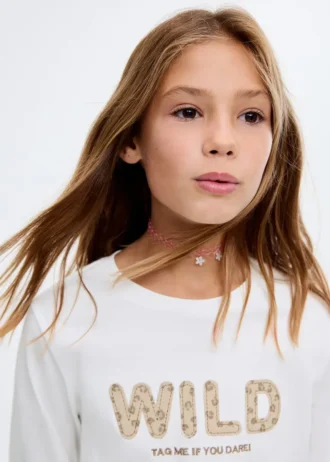 T-Shirt mit Leopardenstickerei