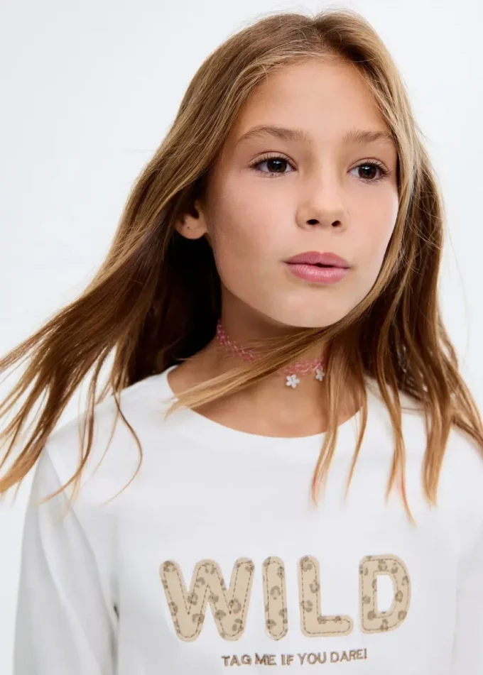 T-Shirt mit Leopardenstickerei