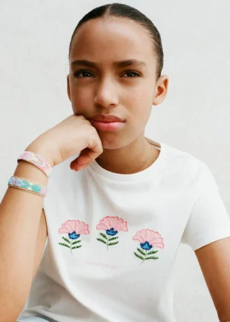 T-Shirt mit Perlenprint