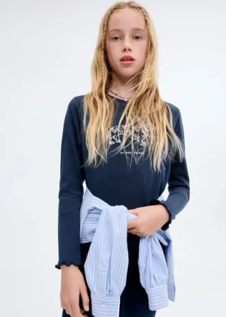 T-Shirt mit Perlenstickerei
