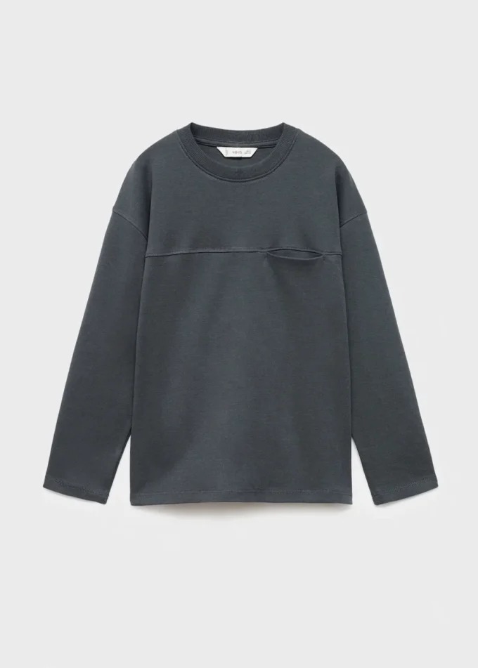 T-Shirt mit Tasche und Nahtdetails