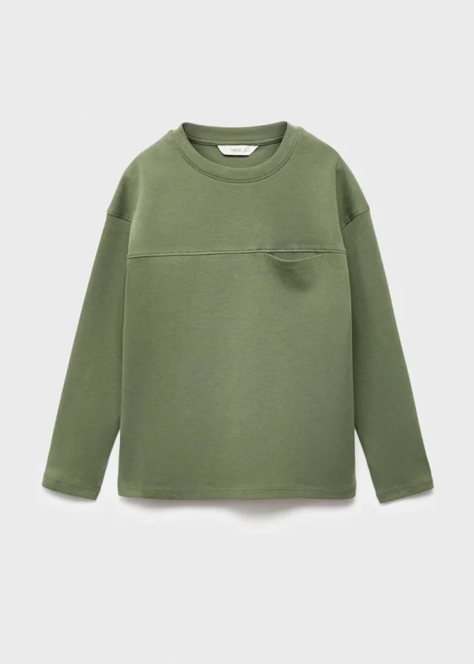 T-Shirt mit Tasche und Nahtdetails