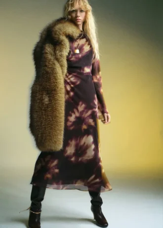 Tie-Dye-Kleid mit Rüschen