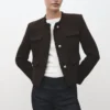 Tweedjacke mit ausgefransten Enden Tweedjacke mit ausgefransten Enden