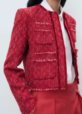 Tweedjacke mit ausgefransten Enden