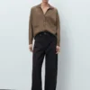 V-Ausschnitt-Strickjacke mit Taschen