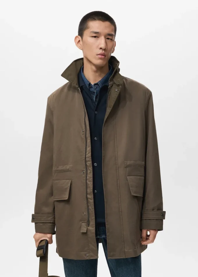 Wasserabweisende Baumwoll-Barnjacke mit Taschen Wasserabweisende Baumwoll-Barnjacke mit Taschen