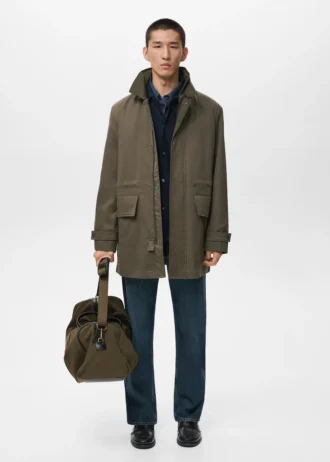 Wasserabweisende Baumwoll-Barnjacke mit Taschen