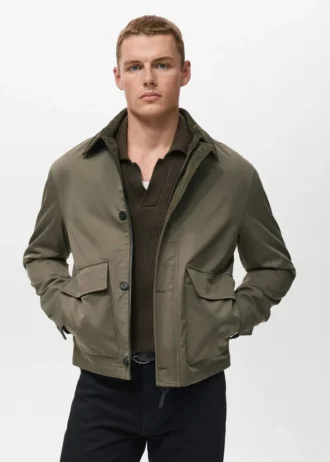 Wasserabweisende Jacke mit Cordkragen