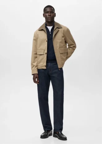 Wasserabweisende Jacke mit Cordkragen
