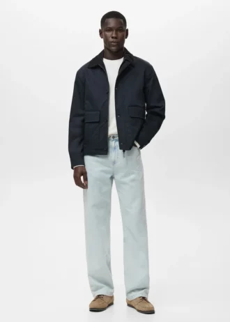 Wasserabweisende Jacke mit Cordkragen