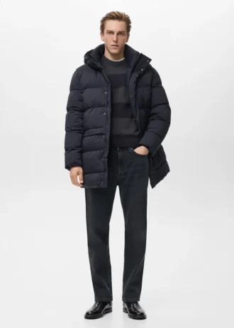 Wasserabweisender Puffer-Mantel mit Kapuze