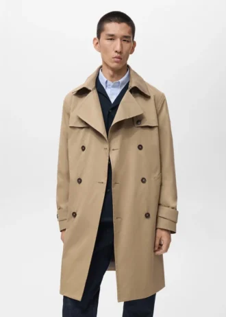 Wasserabweisender Trenchcoat mit Gürtel Wasserabweisender Trenchcoat mit Gürtel