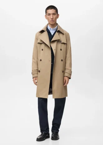 Wasserabweisender Trenchcoat mit Gürtel Wasserabweisender Trenchcoat mit Gürtel