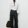 Weite Denimhose mit Falten