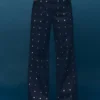 Weite Jeans mit Kristallen