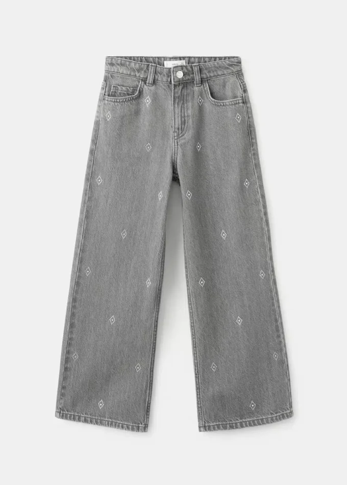 Weite Jeans mit Strasssteinen Weite Jeans mit Strasssteinen