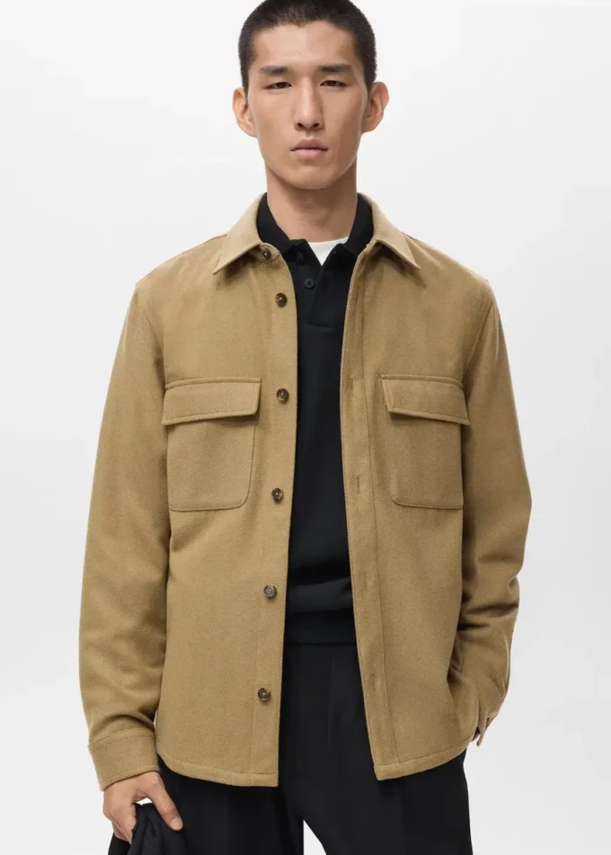 Woll-Overshirt mit Taschen