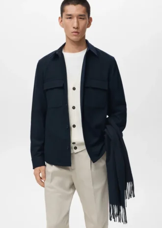 Woll-Overshirt mit Taschen