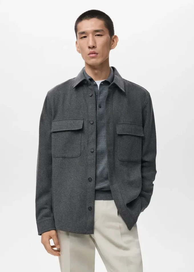 Woll-Overshirt mit Taschen