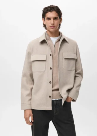Woll-Overshirt mit Taschen