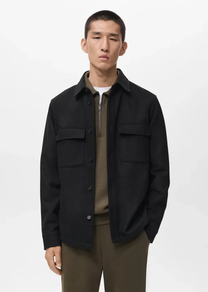 Woll-Overshirt mit Taschen