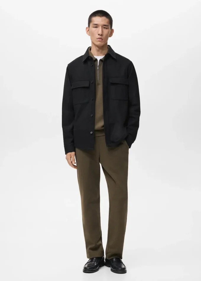 Woll-Overshirt mit Taschen