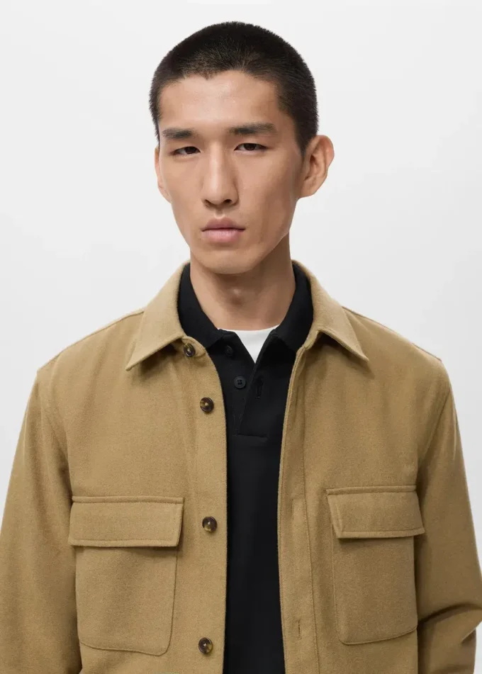 Woll-Overshirt mit Taschen