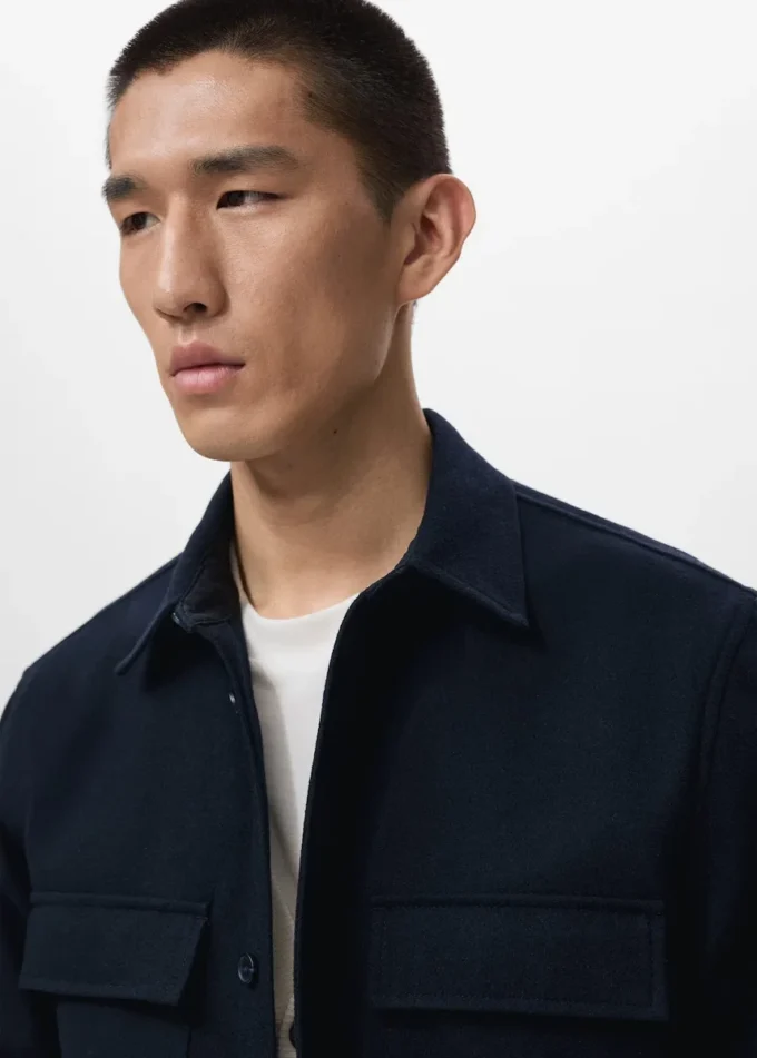 Woll-Overshirt mit Taschen