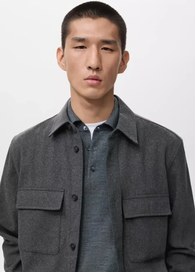 Woll-Overshirt mit Taschen