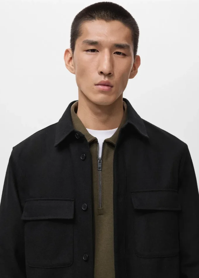 Woll-Overshirt mit Taschen