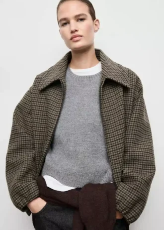 Wolljacke mit Hahnentrittmuster