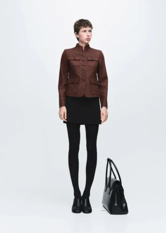 Wolljacke mit Stehkragen und Taschen