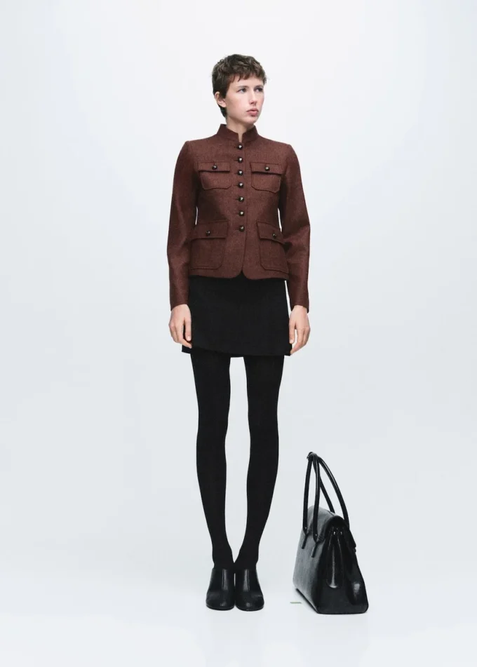 Wolljacke mit Stehkragen und Taschen Wolljacke mit Stehkragen und Taschen