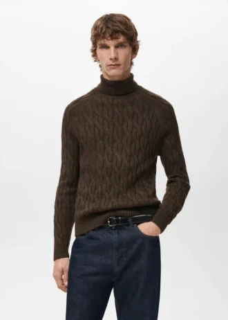 Zopfmuster-Rollkragenpullover
